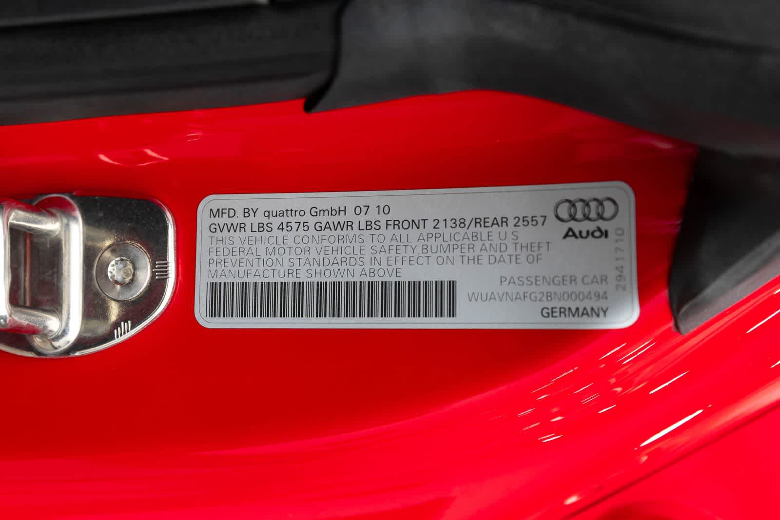 2011 Audi R8 5.2L