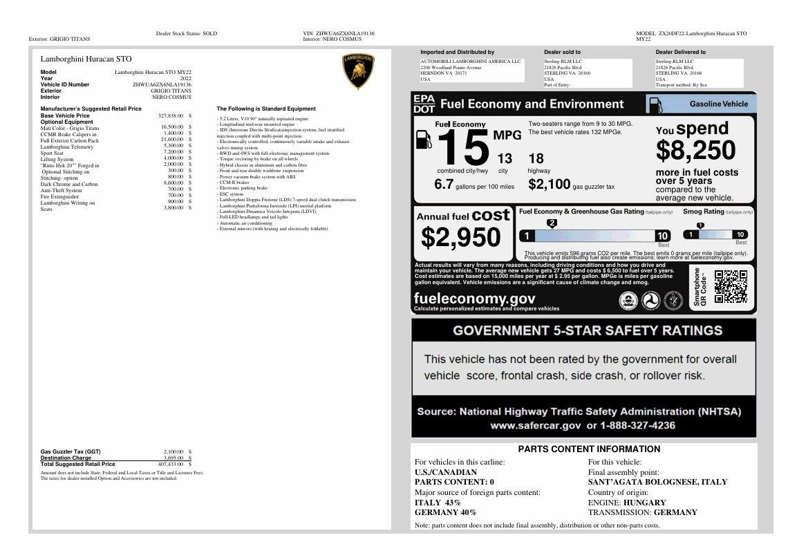 2022 Lamborghini Huracan STO Coupe